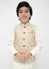 Kids Embroidered Waistcoat Suit Off-White