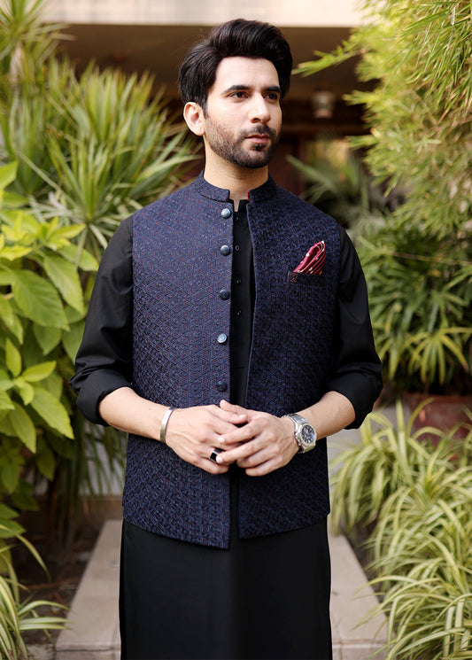 Navy Blue Men Waistcoat