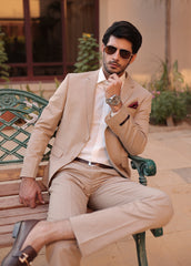 Men 2 Pcs Coat Pant - Fawn